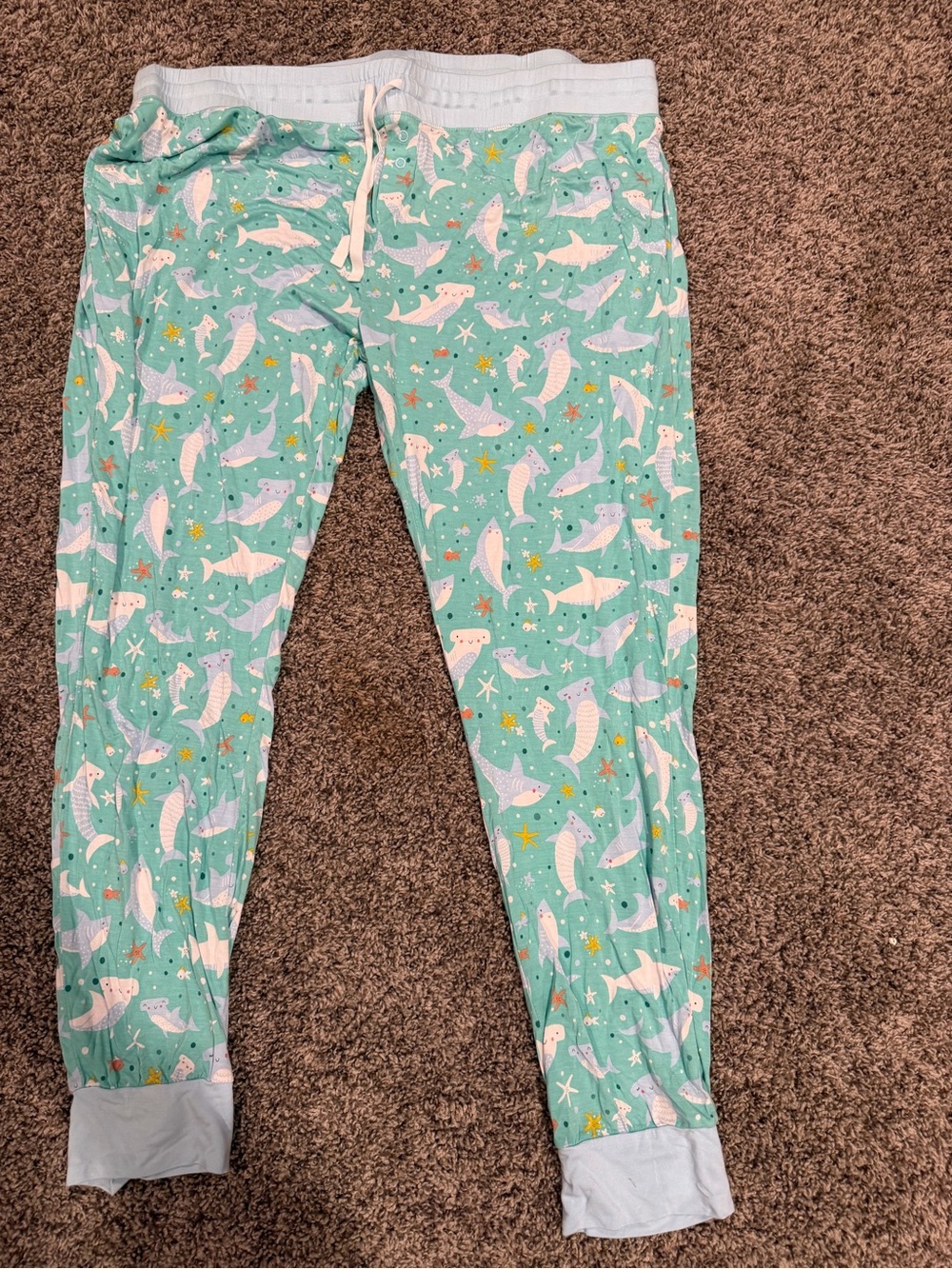 Women’s Sea Life Pajama Pants - Mint Shark Print